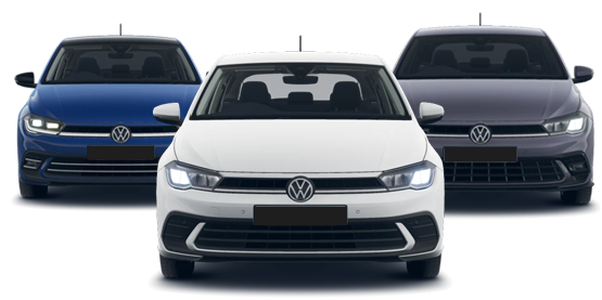 Three VW Polos forward facing